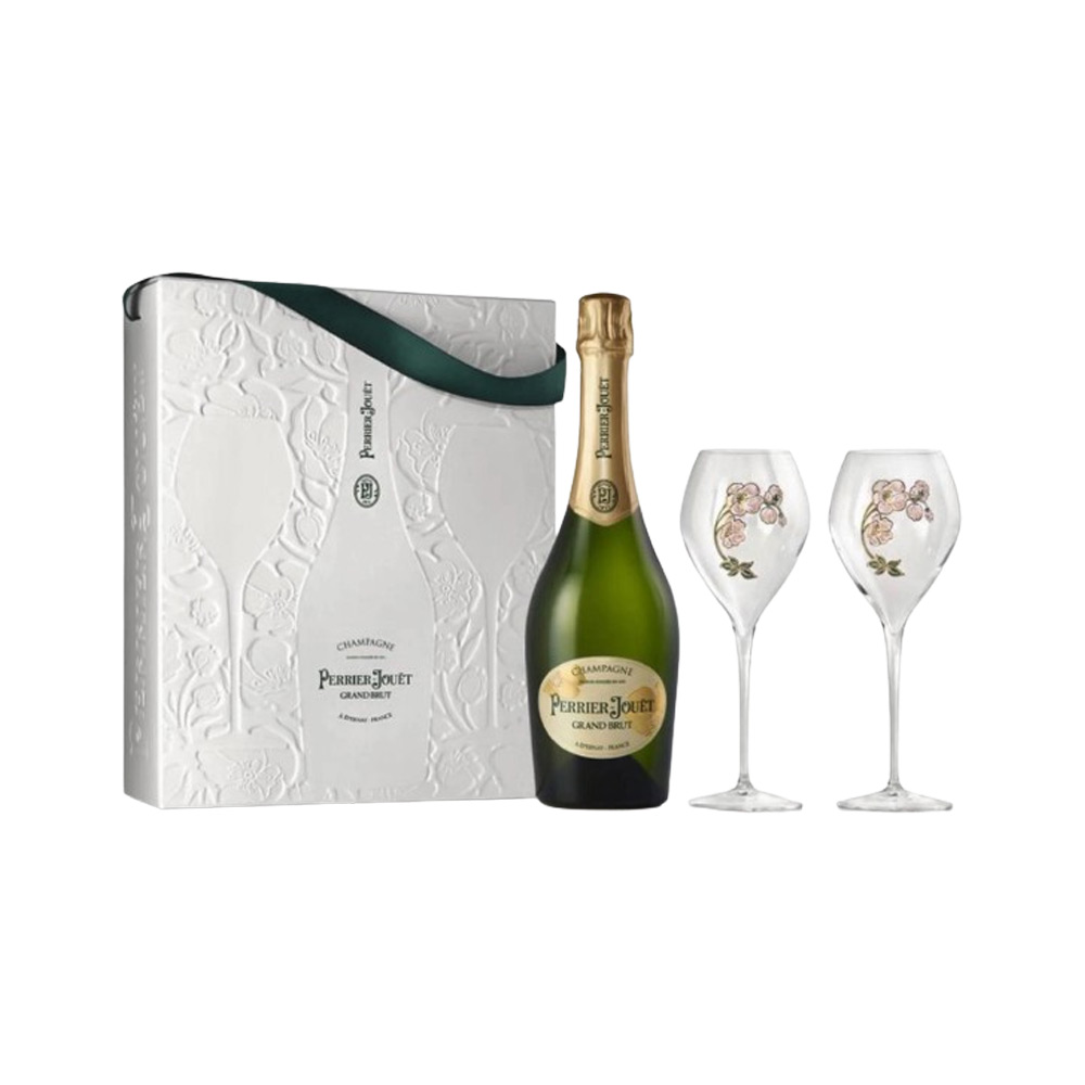 Perrier Jouet Grand Brut NV Champagne with 2 Flutes Gift Set